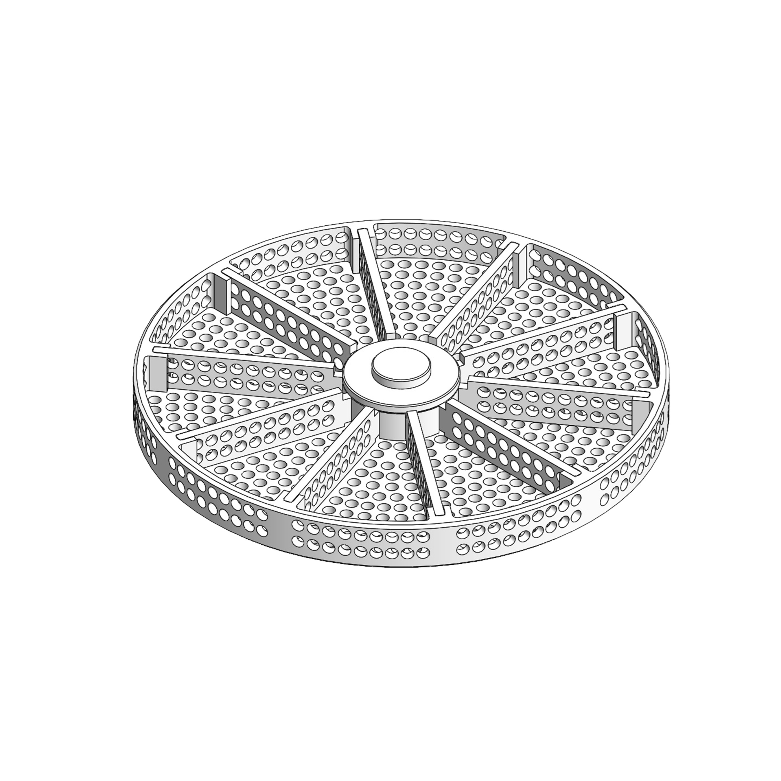 Cleaning basket Ø 82.00 mm, ten partitions, hole Ø 2.00 mm